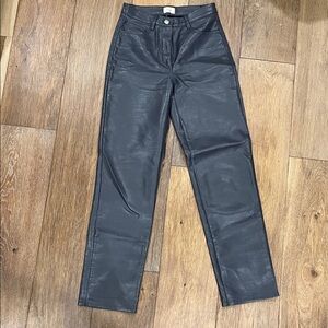 Grey leather Women's pants